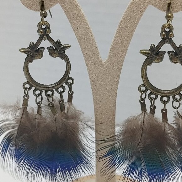 5/$25 Feather Earrings Peacock Feathers Earrings Boho Statement Jewelry Retro - Picture 6 of 7